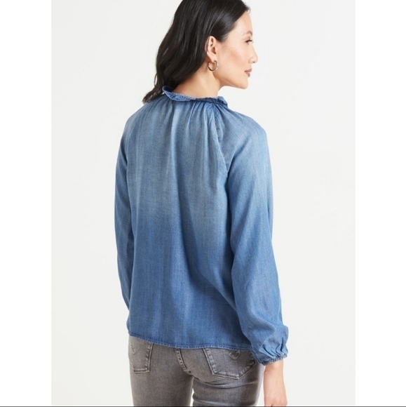 Anthropologie Cloth & Stone Ruffle Raglan Button Down Blouse - Picture 3 of 9